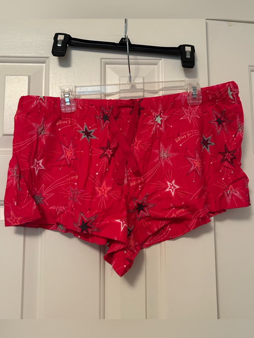 Victoria's Secret Flannel Red Shooting Star Pajama Shorts Women's Size XL